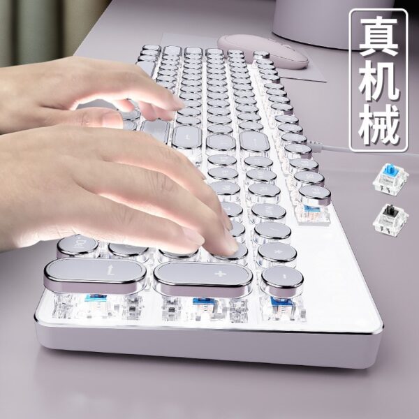 Punk Steam White Light Mechanical Keyboard - Image 2